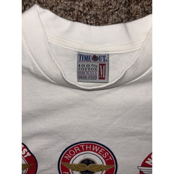 Vintage 1986 Men’s Northwest Airlines Logo Timeline Graphic Oversize Tee Shirt M - Picture 5 of 6